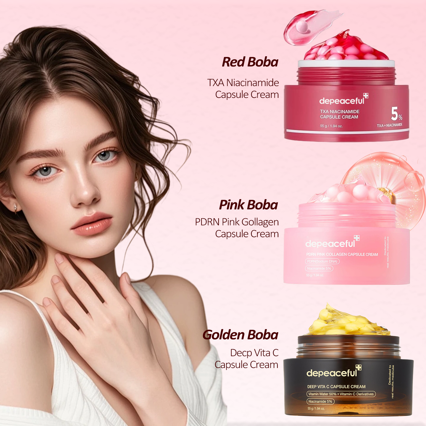 🌹Mix & Match Boba Cream Set Brighter,Smoother Skin in 2 Weeks